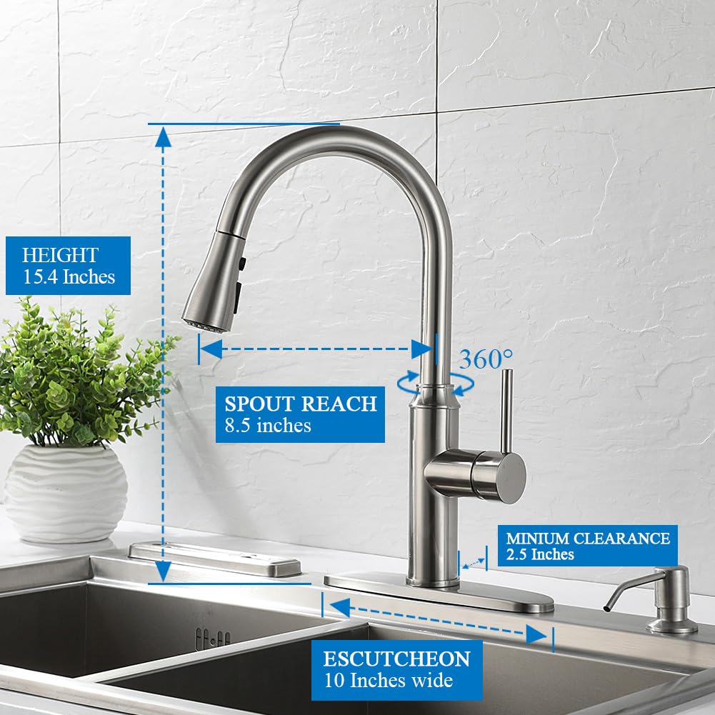 Arofa brushed-nickel finish faucet adds sleek style and corrosion resistance