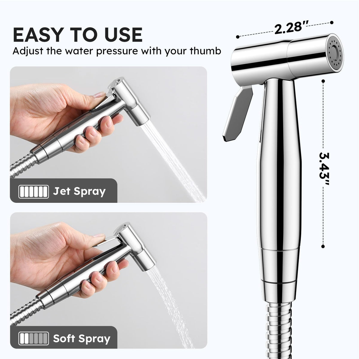 Arofa chrome bidet sprayer for baby bath and gentle cleansing