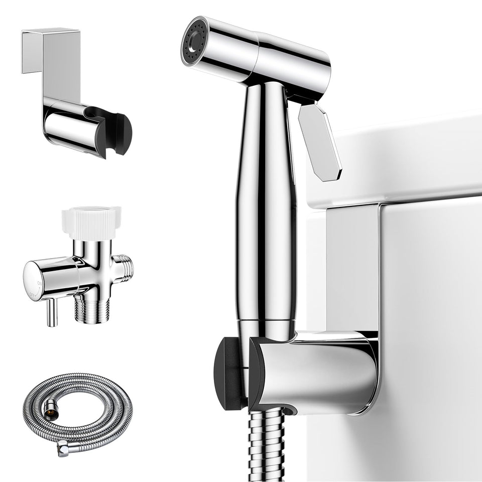 Arofa chrome handheld bidet sprayer for toilet with adjustable water pressure