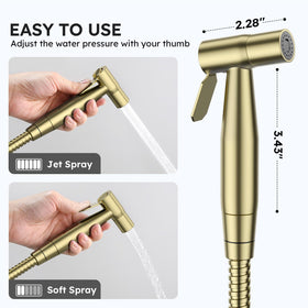 Arofa Gold bidet hose in stainless steel, durable for daily cleaning tasks.