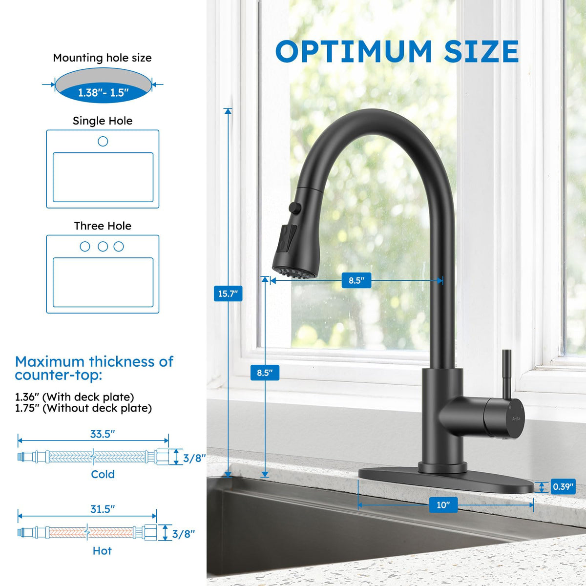 Arofa 1.8 GPM faucet saves water during rinsing and filling.