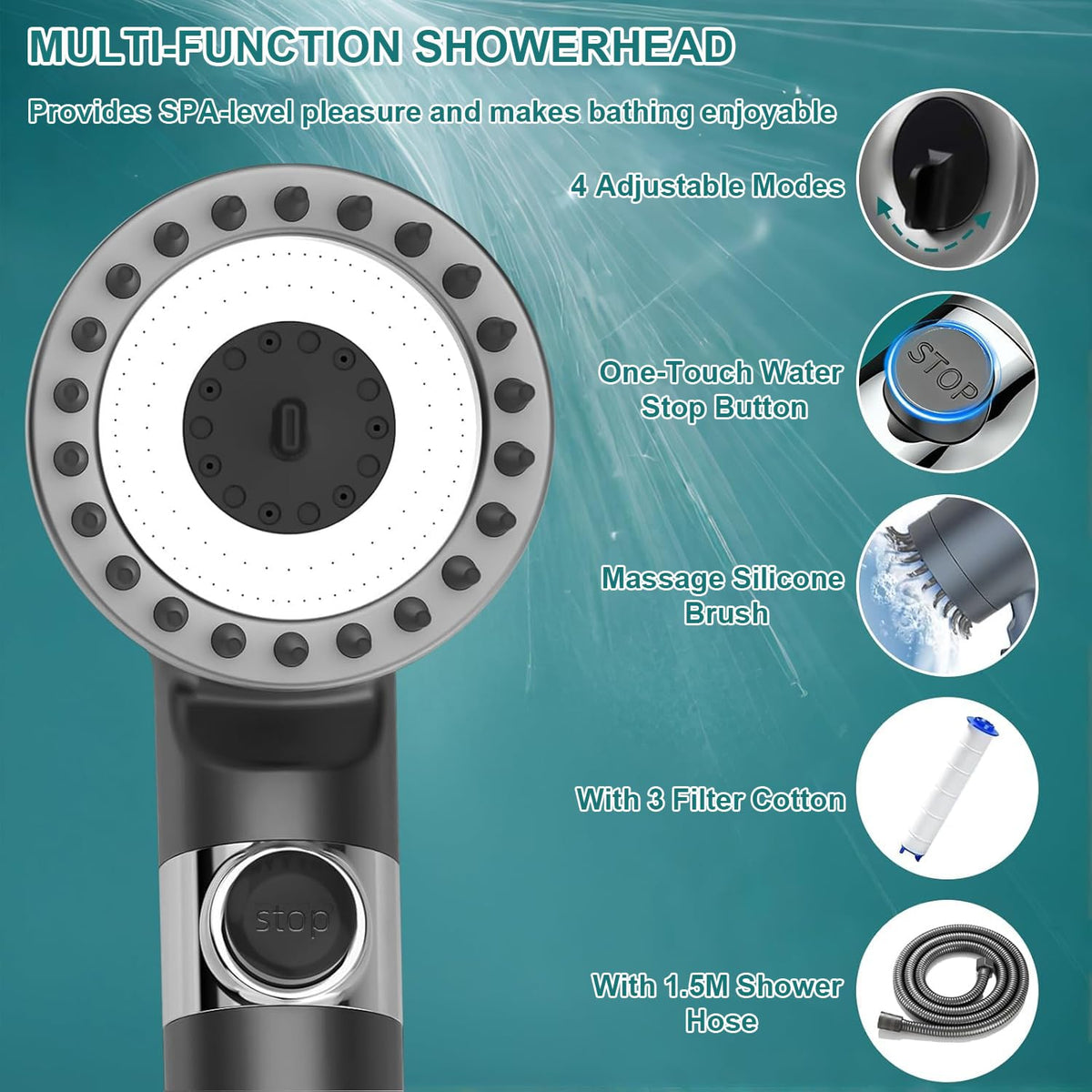 ARognsbo four spray modes for personalized cleansing and refreshing showers.