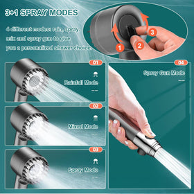 ARognsbo pause switch saves water during shampooing and child baths.