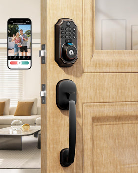 ARPHA keyless deadbolt handle front door view showcases secure entry without fumbling keys.