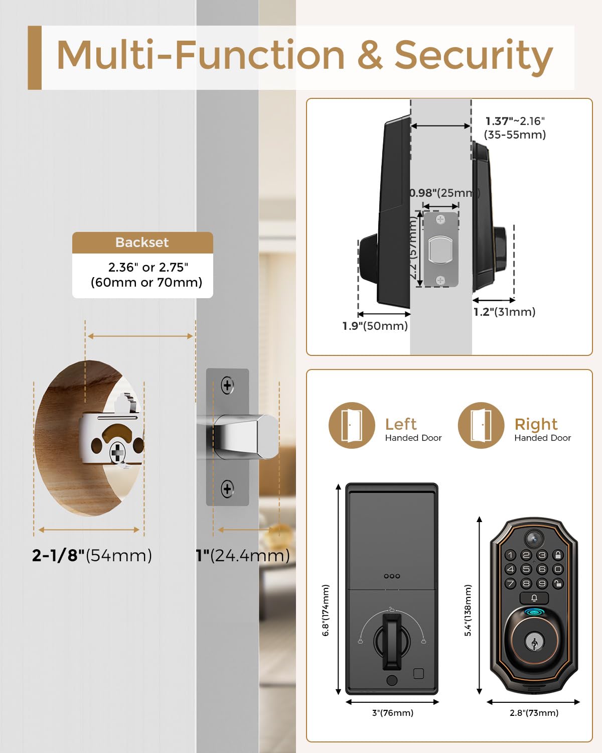 ARPHA WiFi Video Smart Lock installation guide illustrating easy mounting