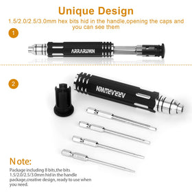 ARRAROWN 2.0mm hex screwdriver bit with heavy-duty tip for durable use.