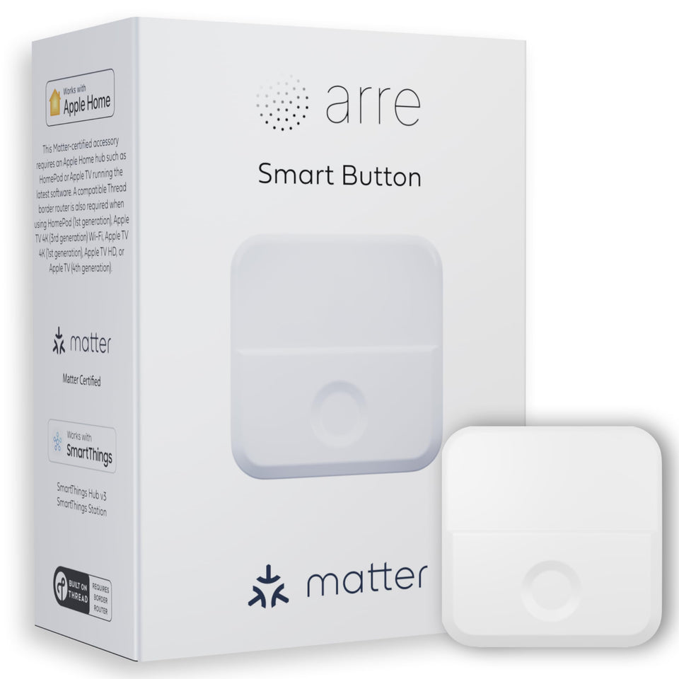 arre Smart Button front view shows Matter and Thread interoperability for smooth setup