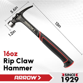 Arrow Fastener 16 oz milled face detail enhances nail head grip.