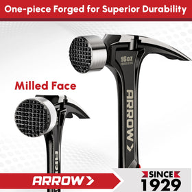 Arrow Fastener one-piece forged hammer for maximum durability.