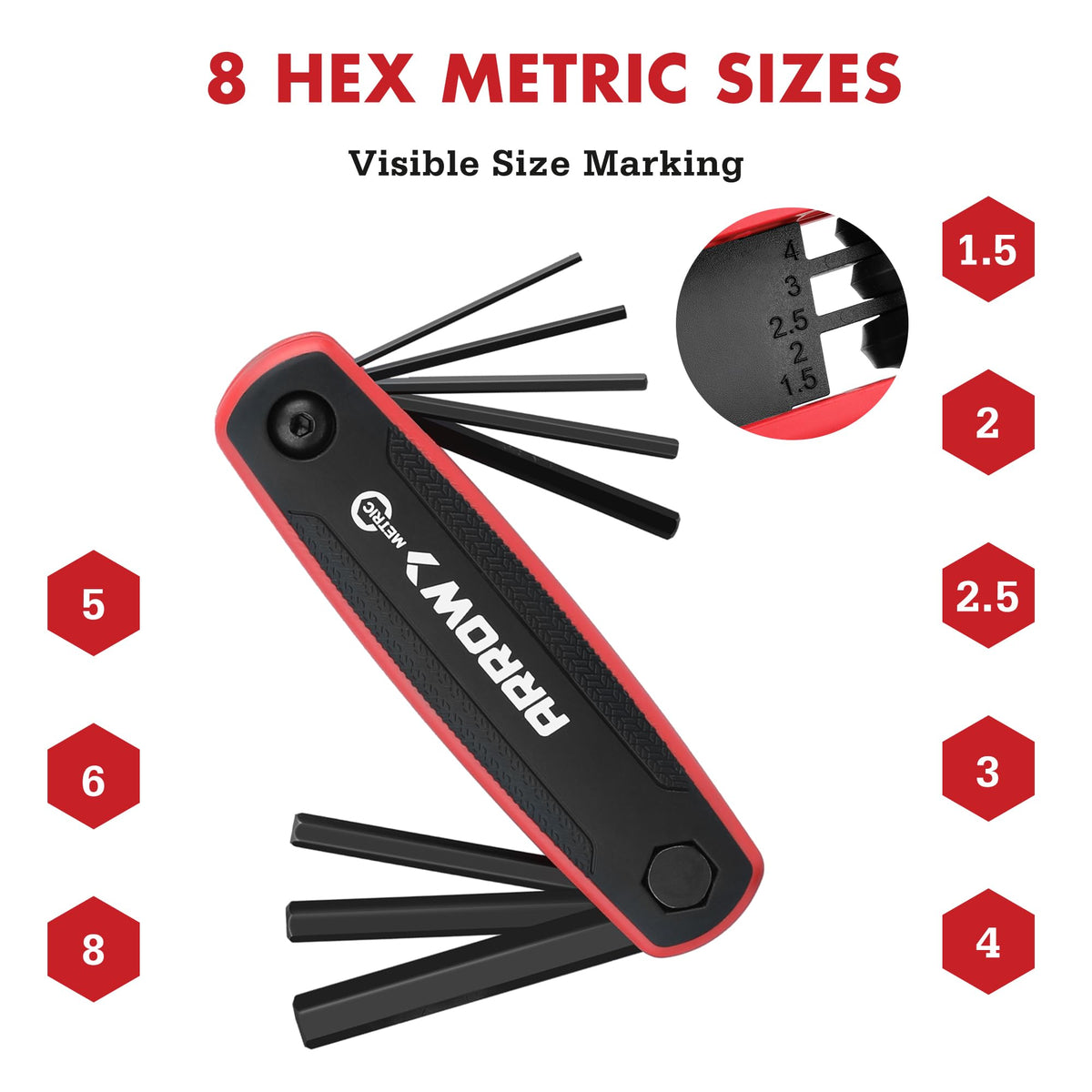 Arrow Fastener hex wrenches with chamfered edges enable smooth access in tight spaces.