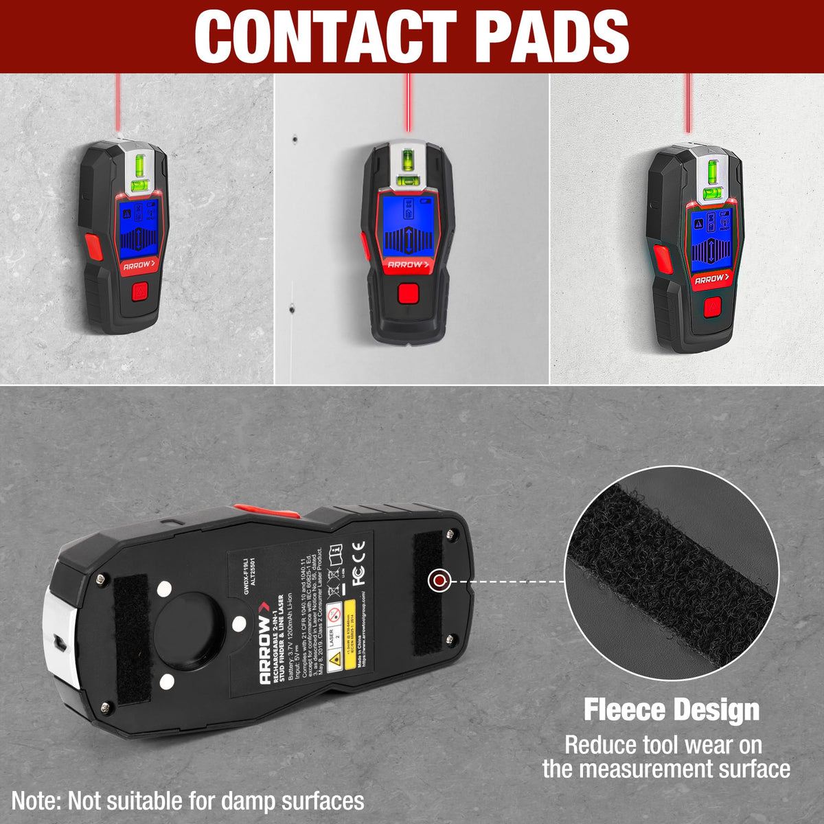 ARROW 2-in-1 tool in use for accurate stud center marking