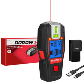 ARROW 2-in-1 stud finder and laser level front view for quick wall setup