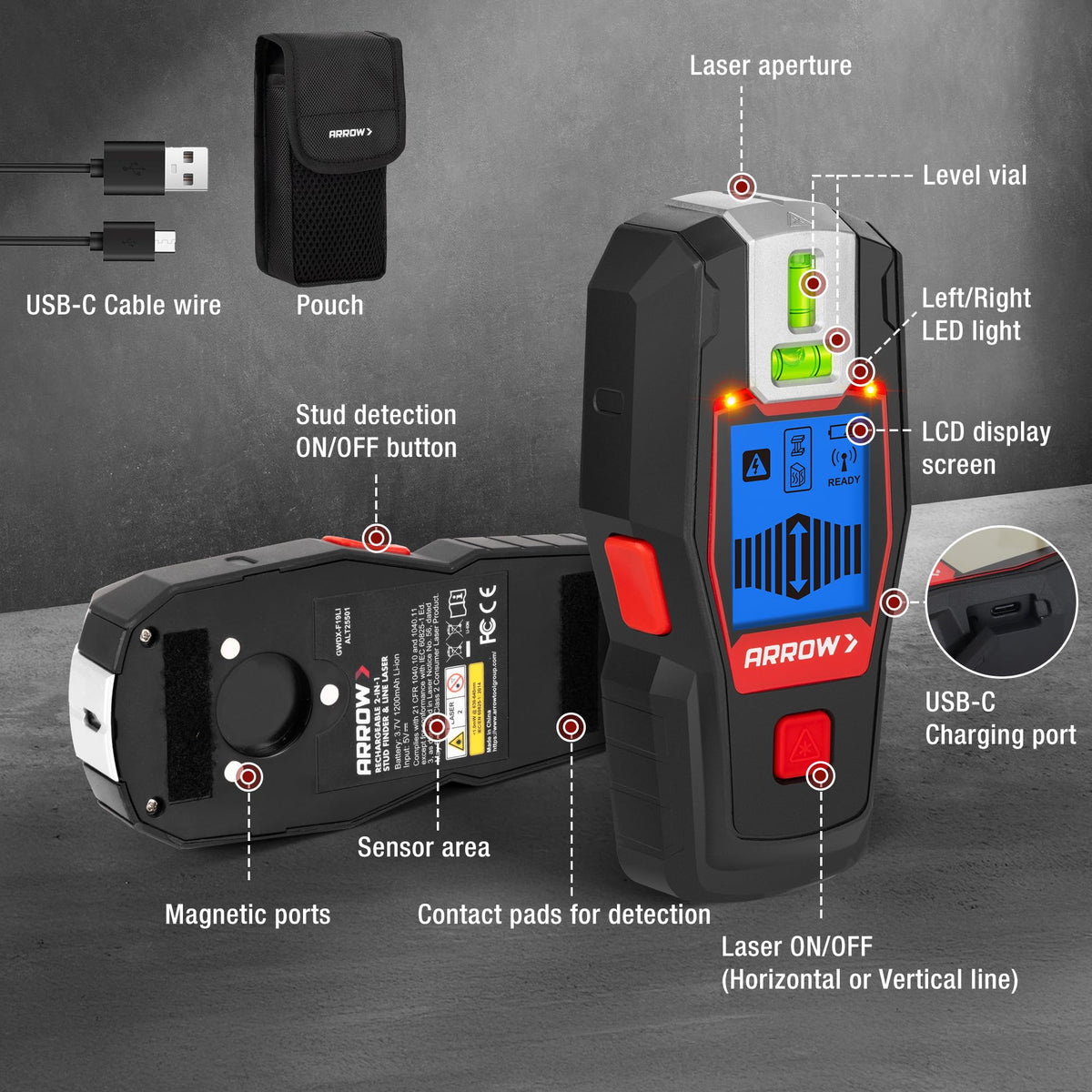 ARROW rechargeable unit charges quickly via USB-C for project continuity