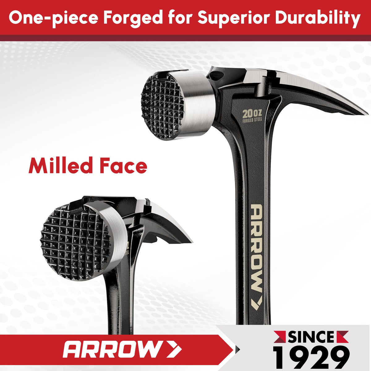 Arrow Fastener one-piece forged hammer for maximum durability