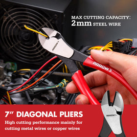 Arrow Fastener 3Pcs Pliers Set d-type-head reinforced head resists deformation during use.