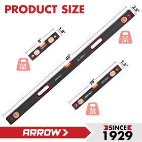 Arrow Fastener 48-inch level provides long-range accuracy for large projects.