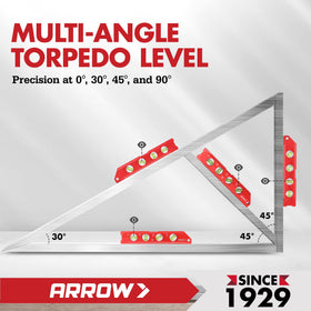 ARROW 8-inch torpedo level magnetic grip keeps readings steady during use