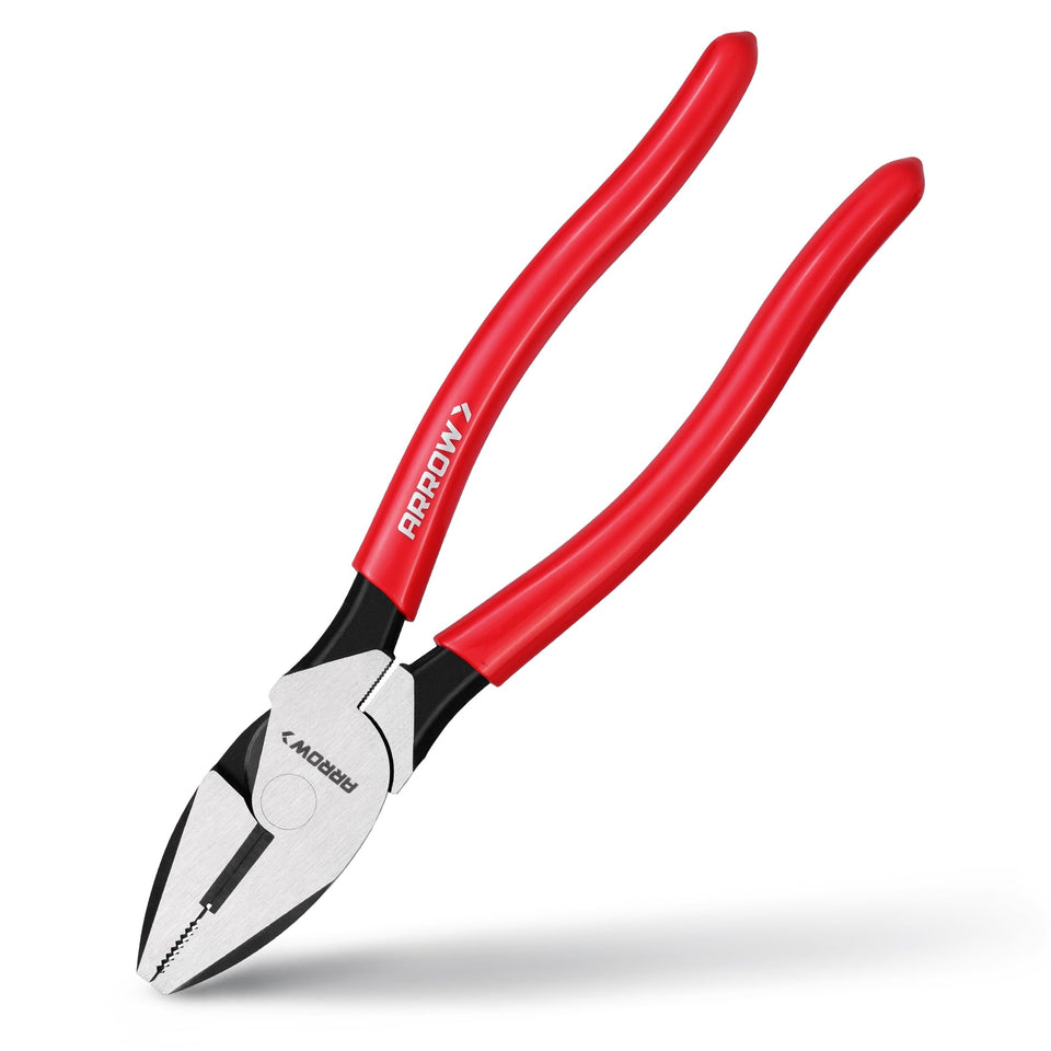 Arrow Fastener 8-inch high-leverage pivot pliers for easier cutting and gripping.