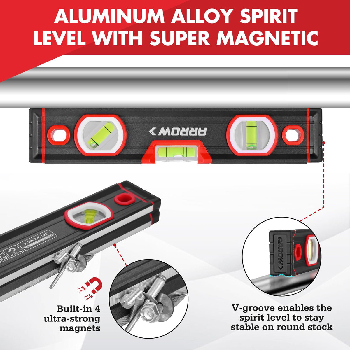 Arrow Fastener aluminum frame keeps level lightweight yet durable on job sites.