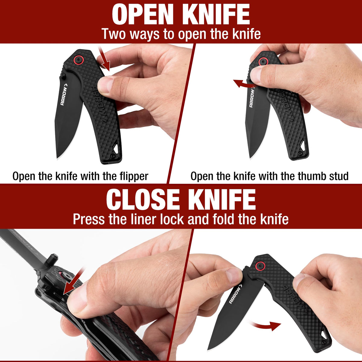 Arrow Fastener ARROW 3.5 folding knife stainless steel blade with black finish