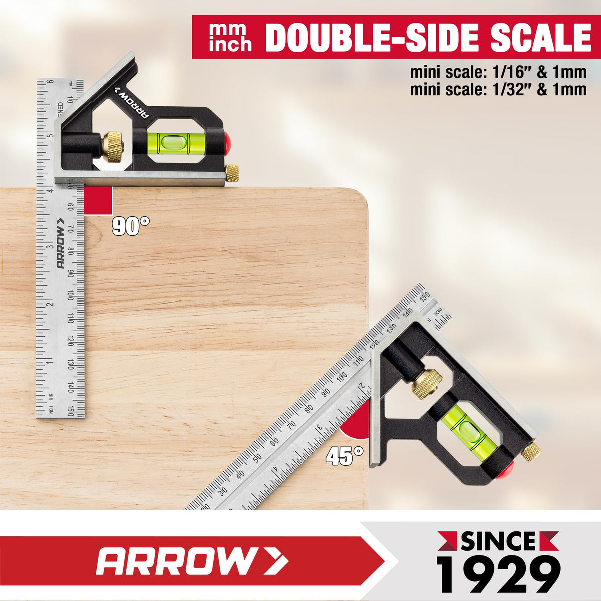 Arrow Fastener built-in bubble level aids quick horizontal alignment on site.