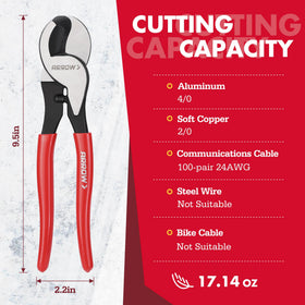 Arrow Fastener cutter 100PR 24AWG cable handles fine wires with accuracy.