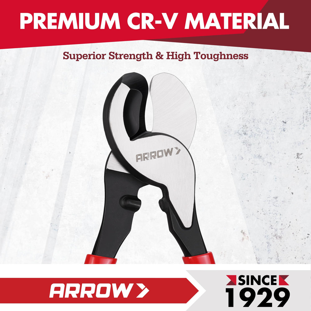 Arrow Fastener cable cutter black oxide finish resists wear and corrosion.