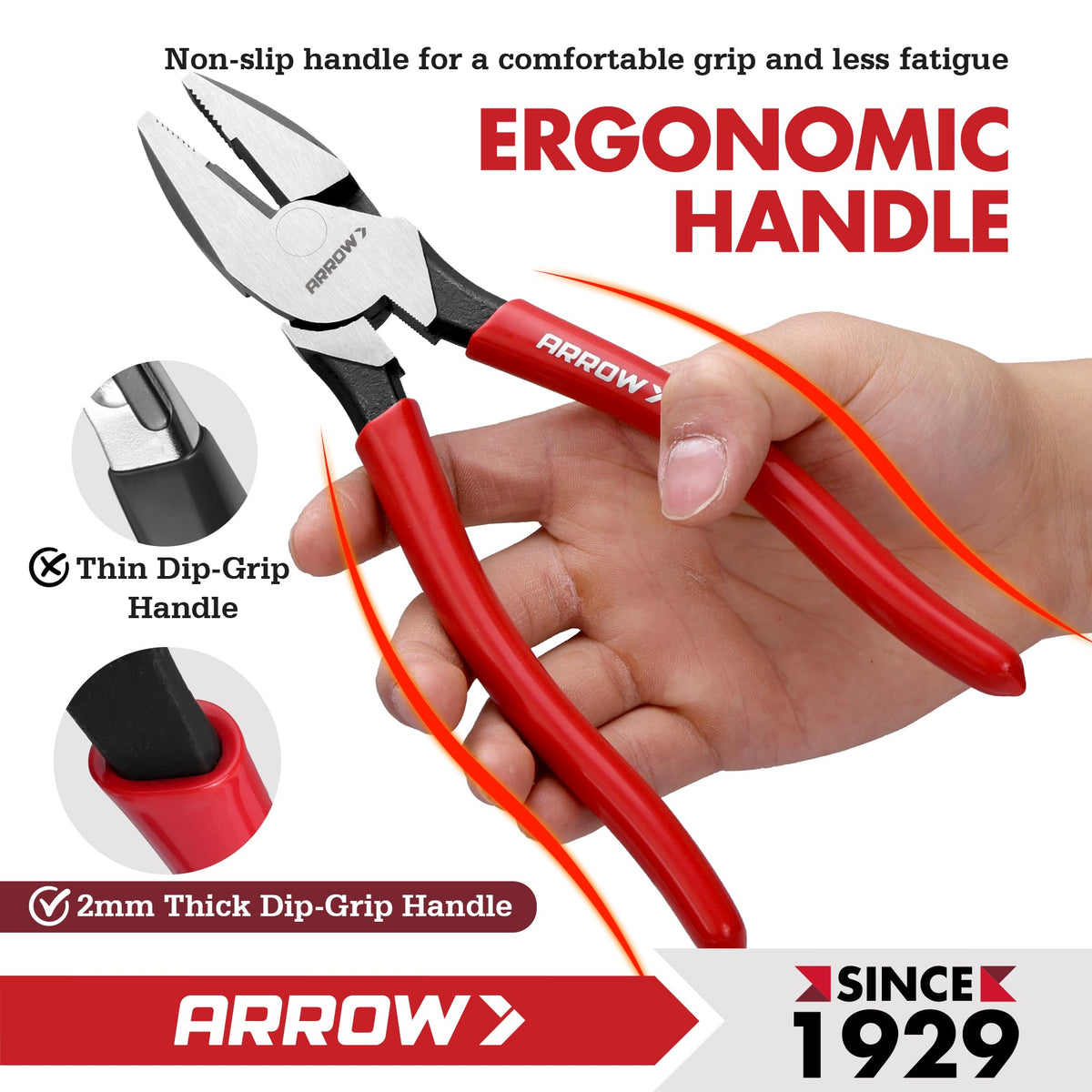 Arrow Fastener ergonomic dip grip handles for comfort and control.