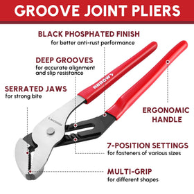 Arrow Fastener pliers feature 7-position adjustments for precise grip.