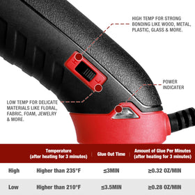 Arrow GT100DT temperature control panel illustrates high and low settings.