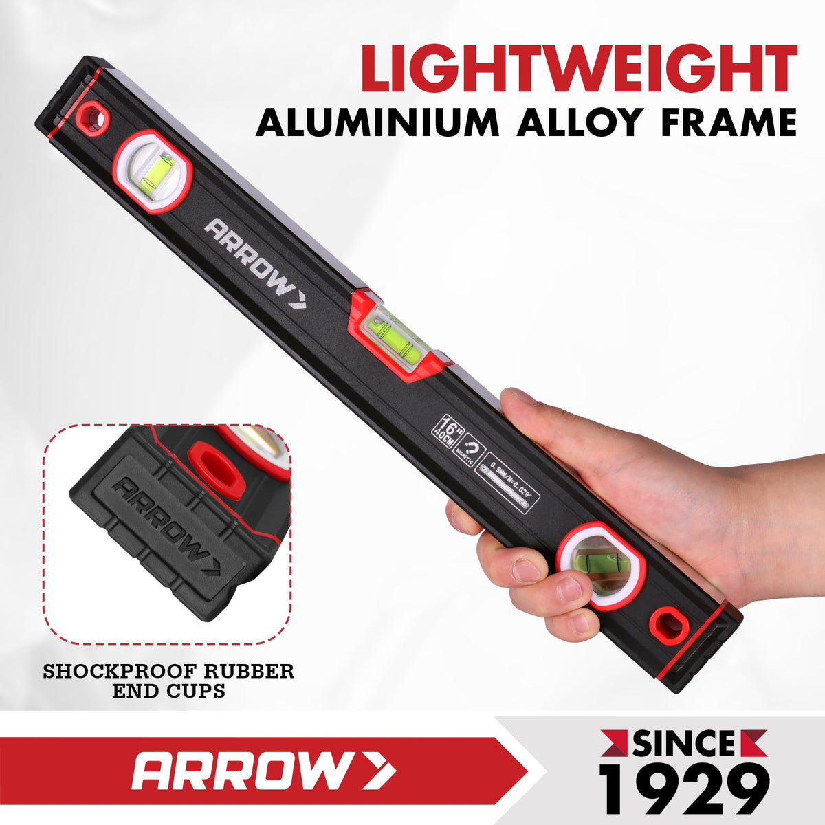 Arrow Fastener magnetic system enables hands-free use on metal surfaces.