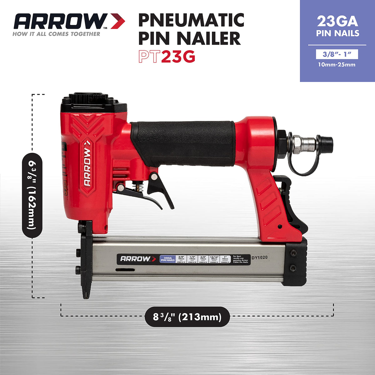 Arrow PT23G oil-free design reduces maintenance while delivering reliable pin nails.