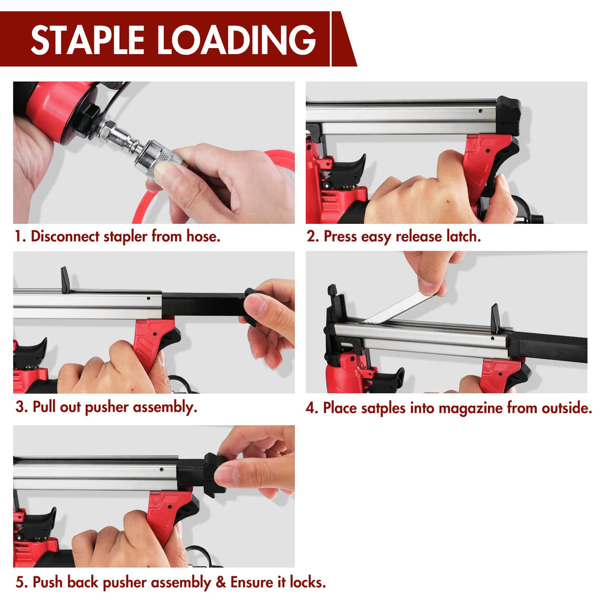 Arrow Fastener PT50 overmolded grip reducing hand fatigue