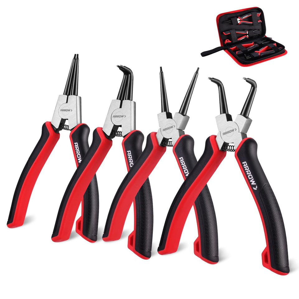 ARROW Snap Ring Pliers Set with internal and external jaws for precise removal in automotive repair