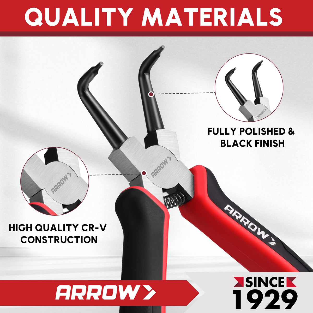 ARROW Snap Ring Pliers with straight jaws for versatile use