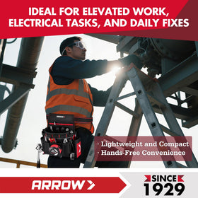 Arrow Fastener tool belt ideal for electricians, carpenters, and DIY projects.