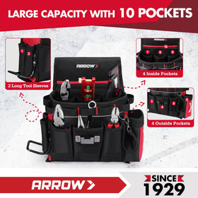 Arrow Fastener tool belt hammer holder keeping tools within easy reach.