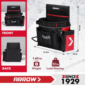 Arrow Fastener tool belt reflective strip for better visibility in low light.