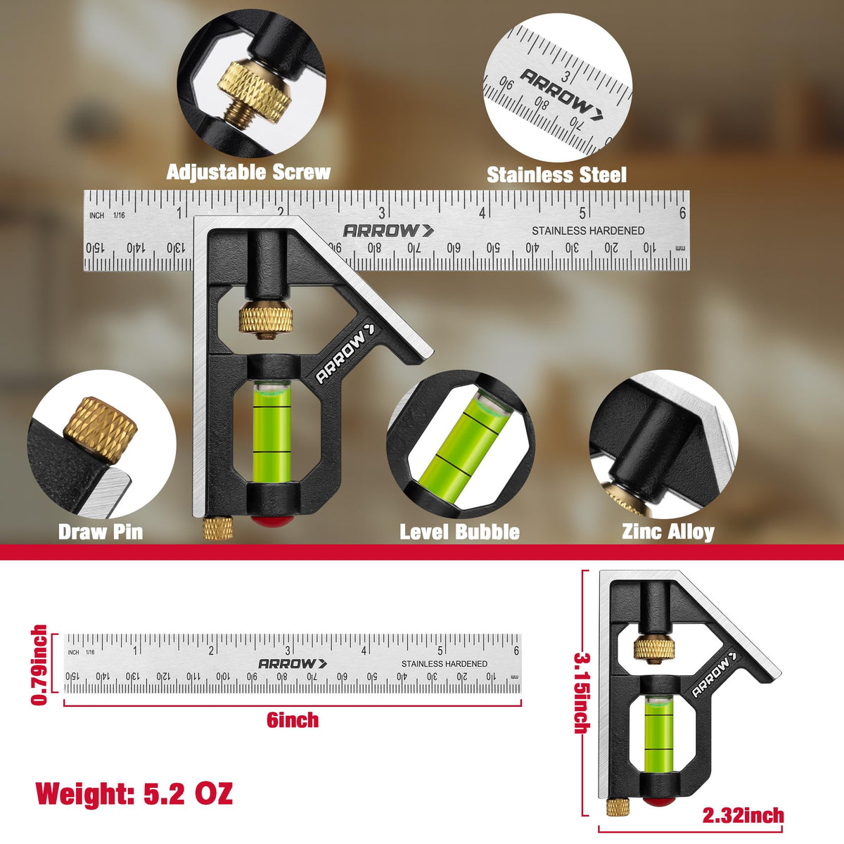 Arrow Fastener zinc alloy textured handle provides durable grip during marking tasks.