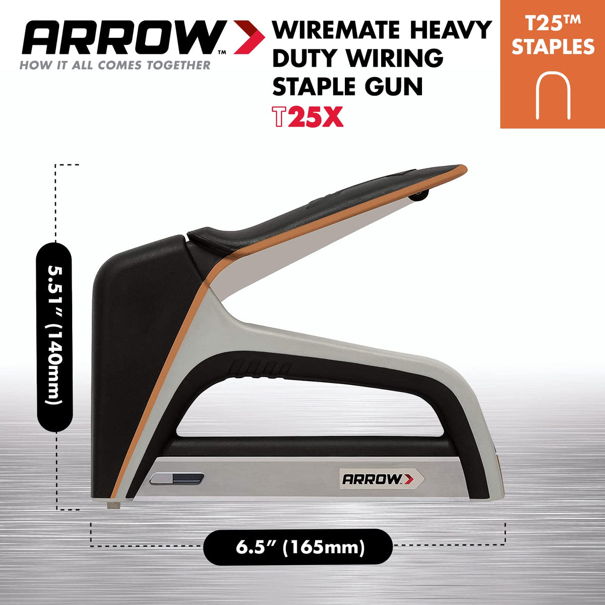 Arrow T25X ergonomic grip reduces hand strain during long jobs