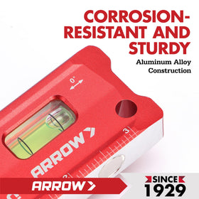 ARROW torpedo level hanging-hole-design enables simple storage.