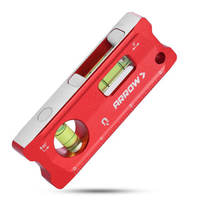 ARROW torpedo level magnet-grip for steady measurements on metal surfaces.