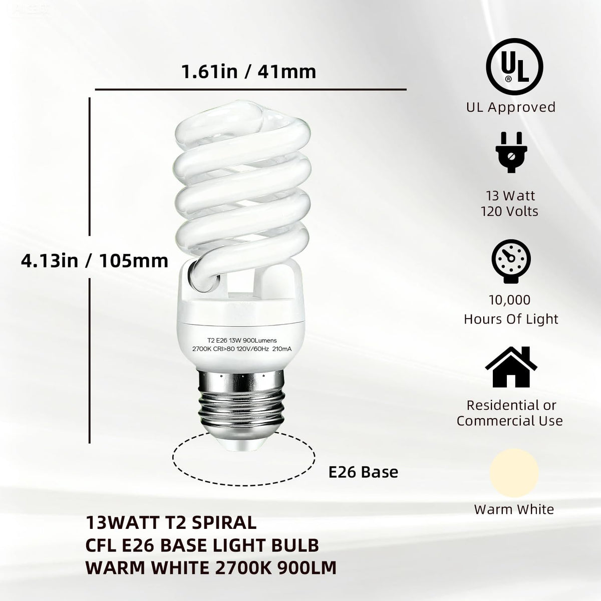 Arsmrau six-pack T2 spiral bulbs suitable for lamps and fixtures.