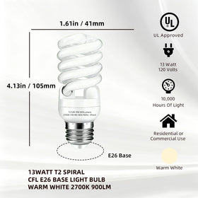 Arsmrau six-pack T2 spiral bulbs suitable for lamps and fixtures.