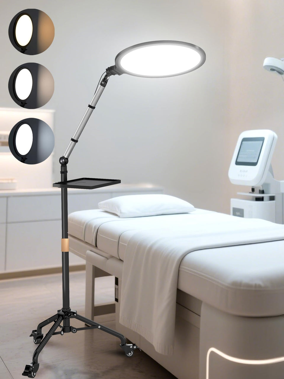 Arsoer Lash Light stand with wheels enables easy movement in busy beauty spaces.