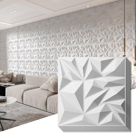 Art3d 33-pack 3D wall panels with diamond texture for a striking living room accent wall.