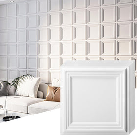 Art3d 33-pack 3D textured wall panel assembly for a quick feature wall transformation.