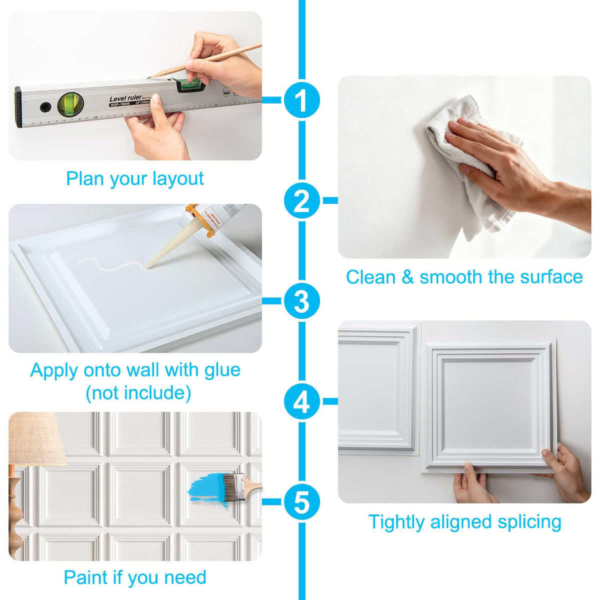 Art3d 33-pack 3D textured wall panel white finish clean and versatile.