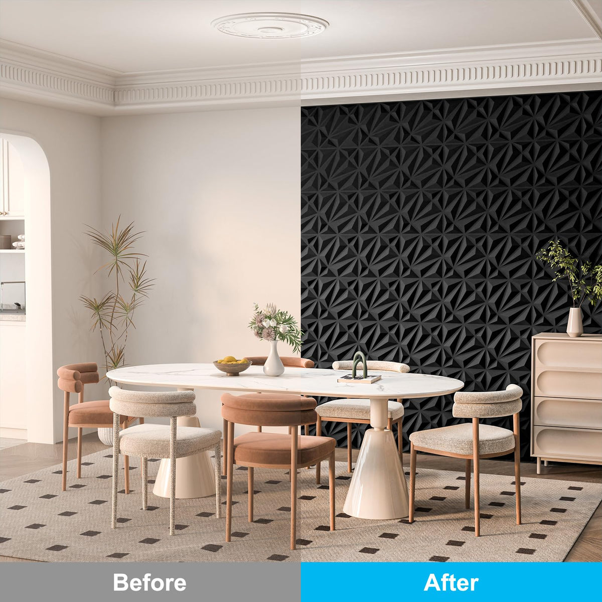Art3d 3D wall panel close-up emphasizes durable PVC finish and subtle shine.