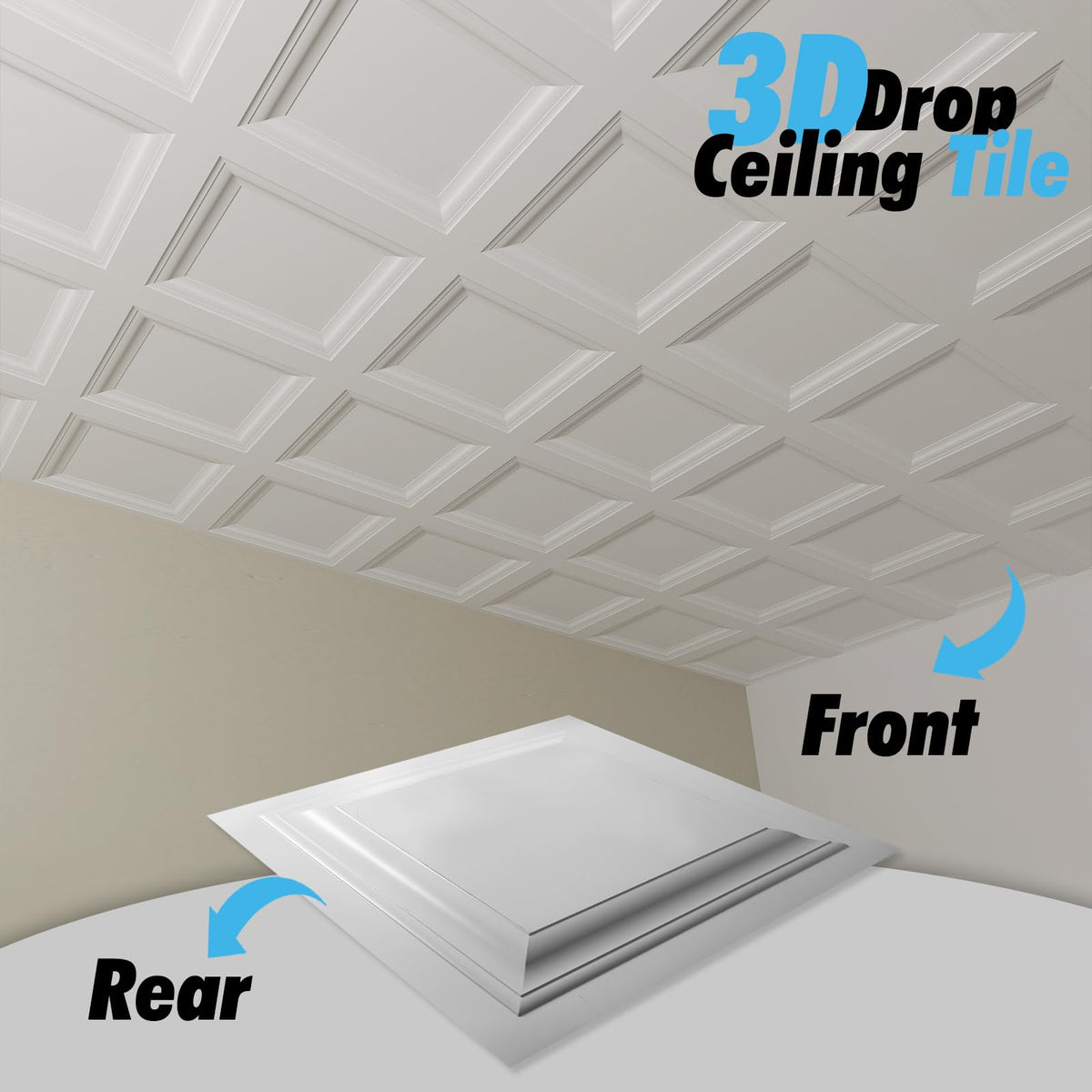 Art3d 3D-designed white tile adds stylish ceiling texture for renovations.